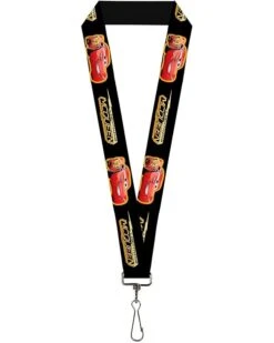 Buckle-Down Lanyard-1.0"-Cars 3 Lightning McQueen Pose/Bolt Black/ye
