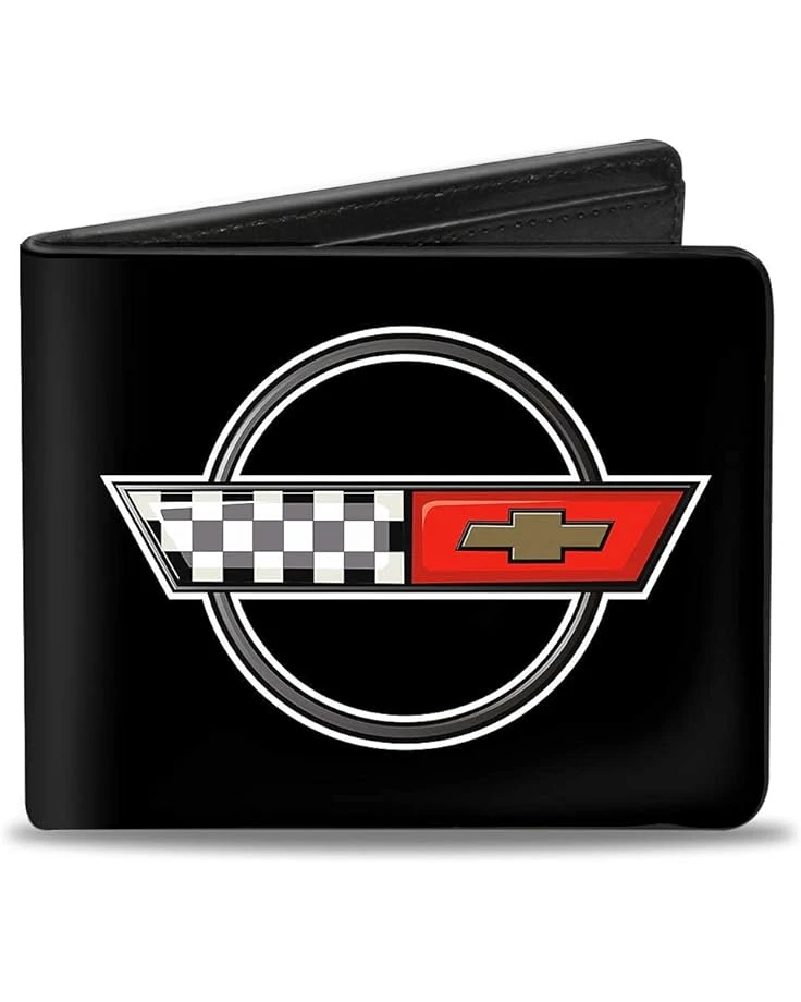 Buckle-Down Mens Pu Bifold Wallet - Corvette C4 Checker/Bowtie Logo Black, Multicolor, 4.0" X 3.5" 1 Buckle-Down Mens Pu Bifold Wallet - Corvette C4 Checker/Bowtie Logo Black, Multicolor, 4.0" X 3.5"