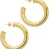 Sterling Forever Thick Hollow Hoops Earrings