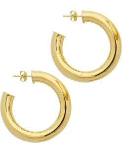 Sterling Forever Thick Hollow Hoops Earrings