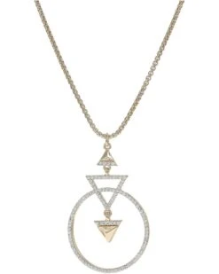 Karl Lagerfeld Paris Neck Adjustable Pave Triangle Pendant Necklace