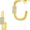 Sterling Forever Oval Carabiner Hoops Earrings