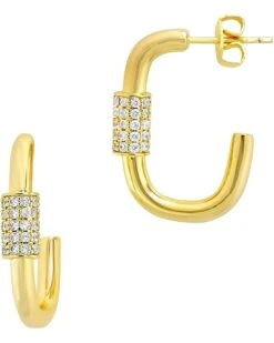 Sterling Forever Oval Carabiner Hoops Earrings