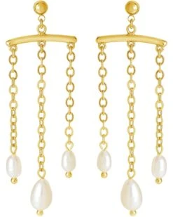 Sterling Forever Chains & Pearls Chandelier Drop Earrings