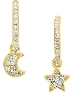 Sterling Forever Sterling Silver Moon & Star CZ Micro Hoops Earrings