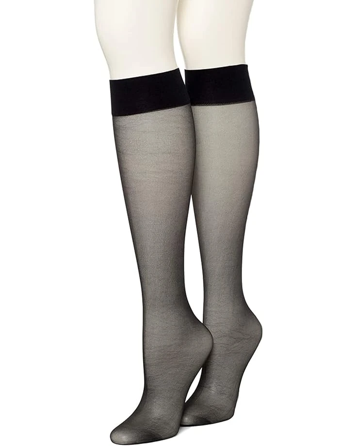 HUE Womens Sheer Knee Hi Socks 2 Pair Pack 1 HUE Womens Sheer Knee Hi Socks 2 Pair Pack