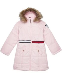 Tommy Hilfiger Kids Longline Puffer Jacket W/ Sequin Patch (Big Kids)