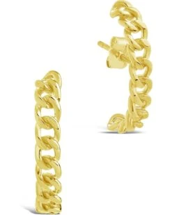 Sterling Forever Chain Link Suspender Studs Earrings