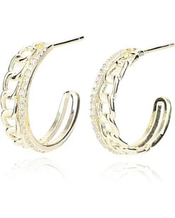 Vintage Havana Mackenzie Pave Curb Chain Hoop Earrings