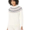 L.L.Bean Cotton Ragg Sweater Funnel Neck Pullover Fair Isle