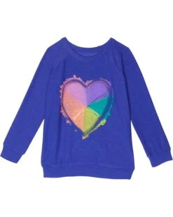 Chaser Kids Rainbow Heart RPET Cozy Knit Raglan Pullover (Toddler/Little Kids)