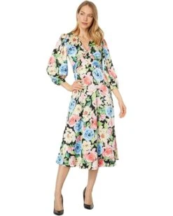 Maggy London Floral Print Tie Back A-Line Dress