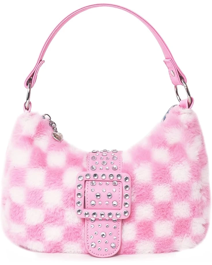 Miss Gwen’s OMG Accessories Checkerboard Faux Fur Mini Hobo 1 Miss Gwen’s OMG Accessories Checkerboard Faux Fur Mini Hobo