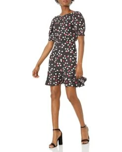 Karl Lagerfeld Paris Women's Jacquard Dot Flounce Dress