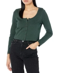 Madewell Pepper Cropped Cardigan Birdseye Check
