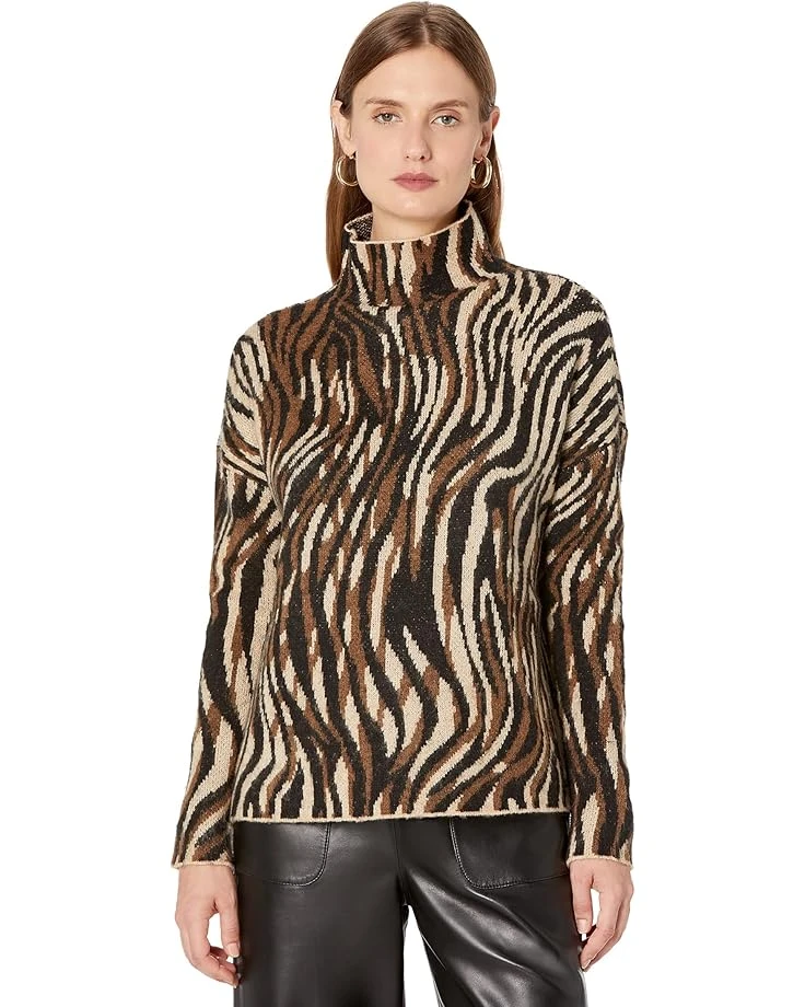 Elliott Lauren Call Of The Wild Mock Neck Jacquard Zebra Sweater 1 Elliott Lauren Call Of The Wild Mock Neck Jacquard Zebra Sweater