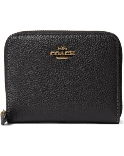 COACH Box Program Polished Pebble Small Zip Around