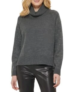 DKNY Long Sleeve Studded Turtleneck